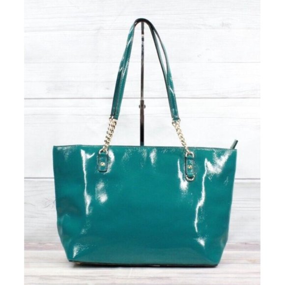 Michael Kors Jade Green Leather Shoulder Tote Handbag - Picture 2 of 10